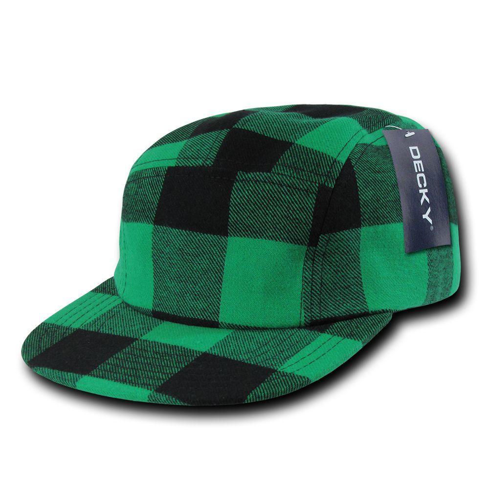Decky Racer Jockey 5 Panel Biker Solid Plaid Camouflage Caps Hats-Black-