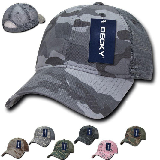Decky Relaxed Camo 6 Panel Pre Curved Bill Trucker Baseball Caps Hats-ACU-
