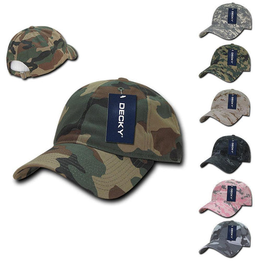 Decky Relaxed Cotton Camouflage Low Crown Pre Curved Bill Buckle Dad Caps Hats-ACU-
