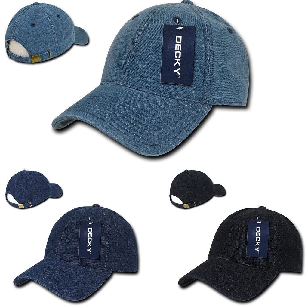 Decky Relaxed Heavy Duty Denim Low Crown Caps Hats-Black-