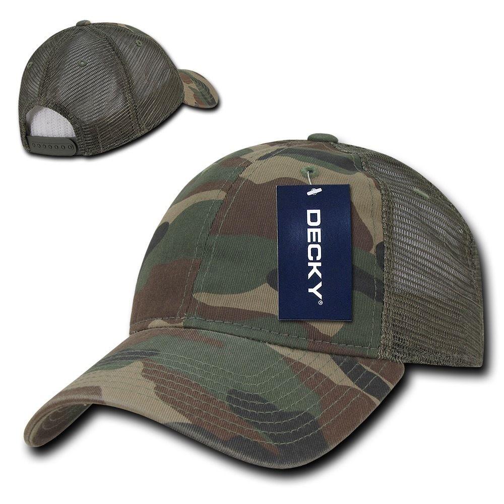 Decky Relaxed Trucker 6 Panel Pre Curved Bill Baseball Caps Hats-Black-