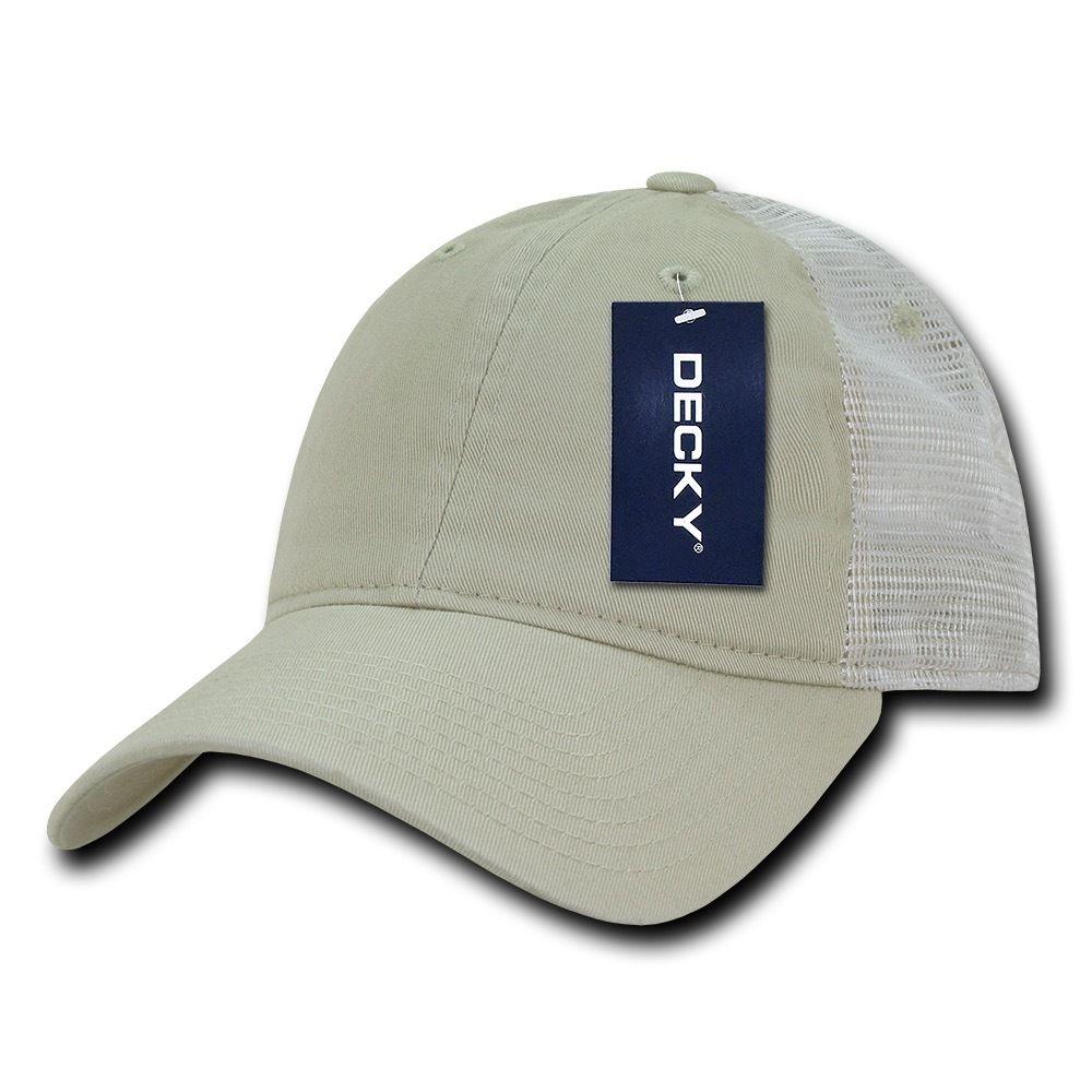 Decky Relaxed Trucker 6 Panel Pre Curved Bill Baseball Caps Hats-Black-
