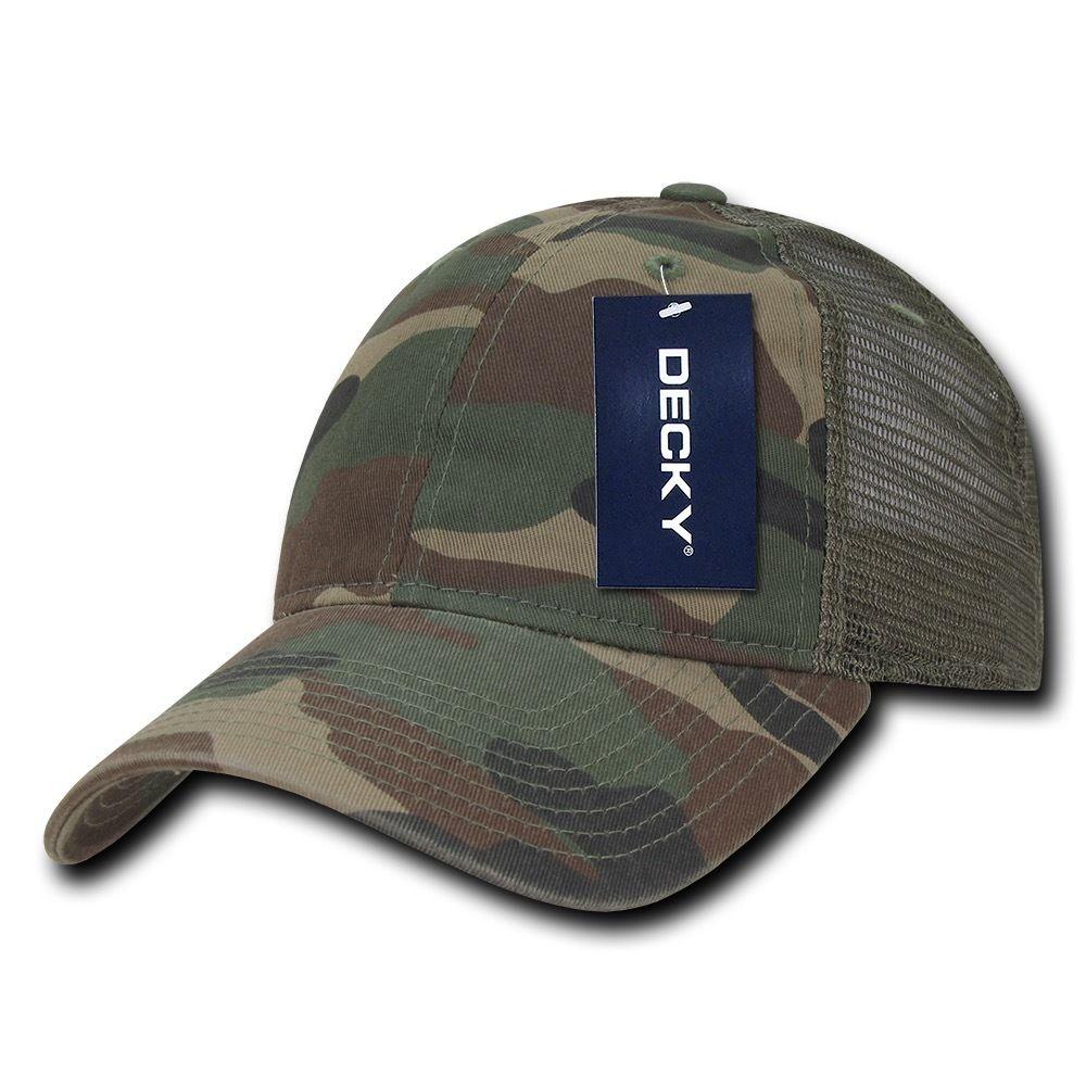 Decky Relaxed Trucker 6 Panel Pre Curved Bill Baseball Caps Hats-Black-