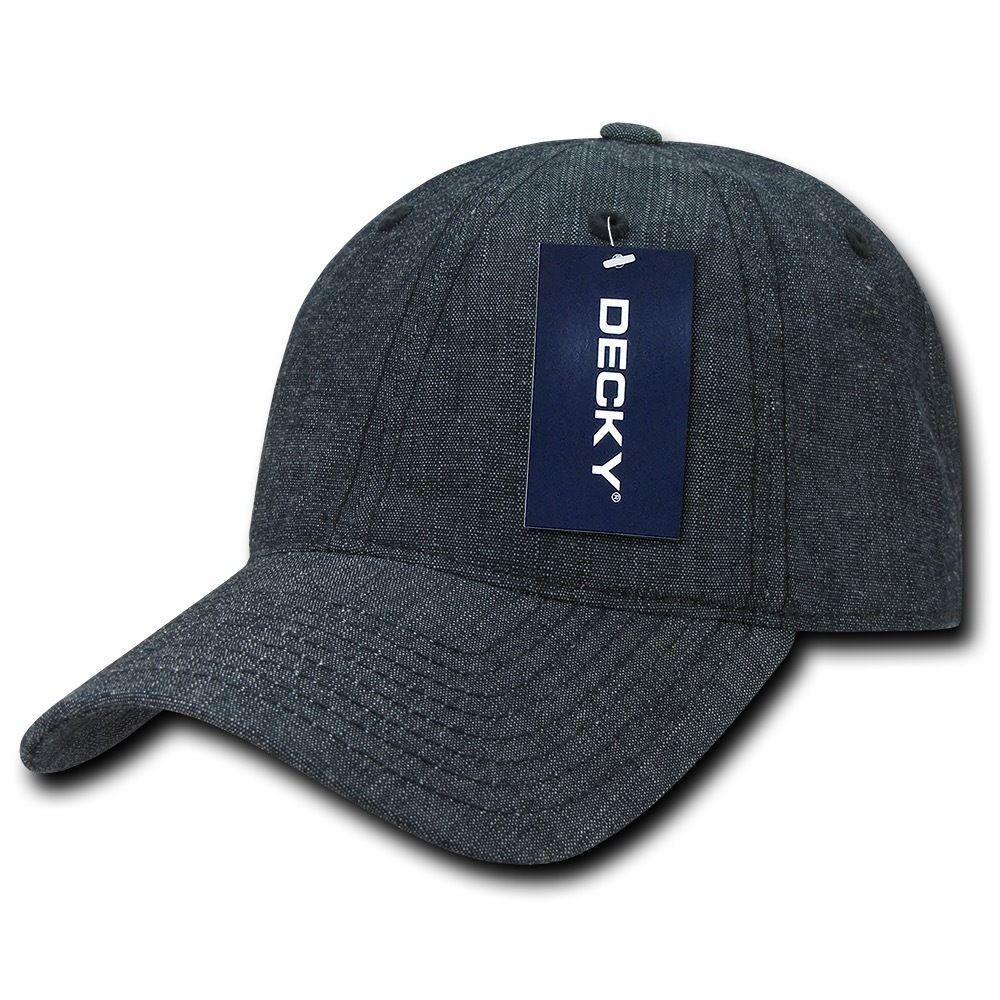 Decky Relaxed Washed Denim Low Crown Curved Bill Dad Hats Caps-Black-