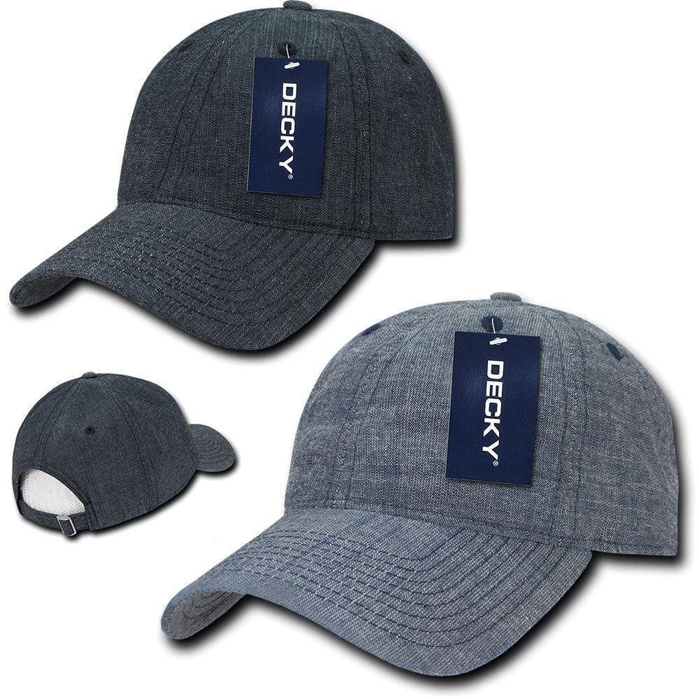 Decky Relaxed Washed Denim Low Crown Curved Bill Dad Hats Caps-Black-