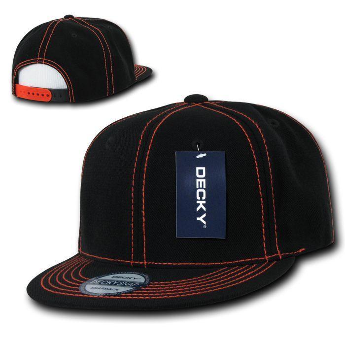 Decky Retro Contra Stitch Flat Bill Baseball Caps Hats Snapback-358 - Black/Orange-
