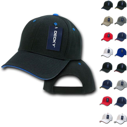 Decky Sandwich Visor Pro Style Two Tone Constructed 6 Panel Baseball Hats Caps-2003-Black/Gold-