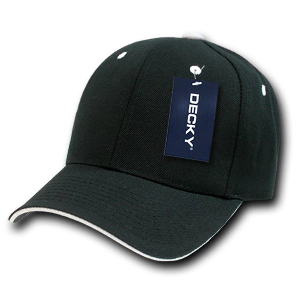 Decky Sandwich Visor Pro Style Two Tone Constructed 6 Panel Baseball Hats Caps-2003-Black/Gold-