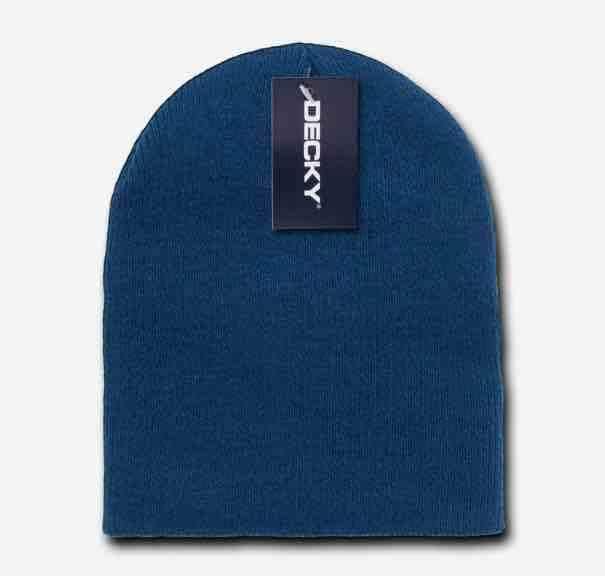 Decky Short Beanies Uncuffed Knit Plain Caps Hats Snug Warm Winter-Ivory-