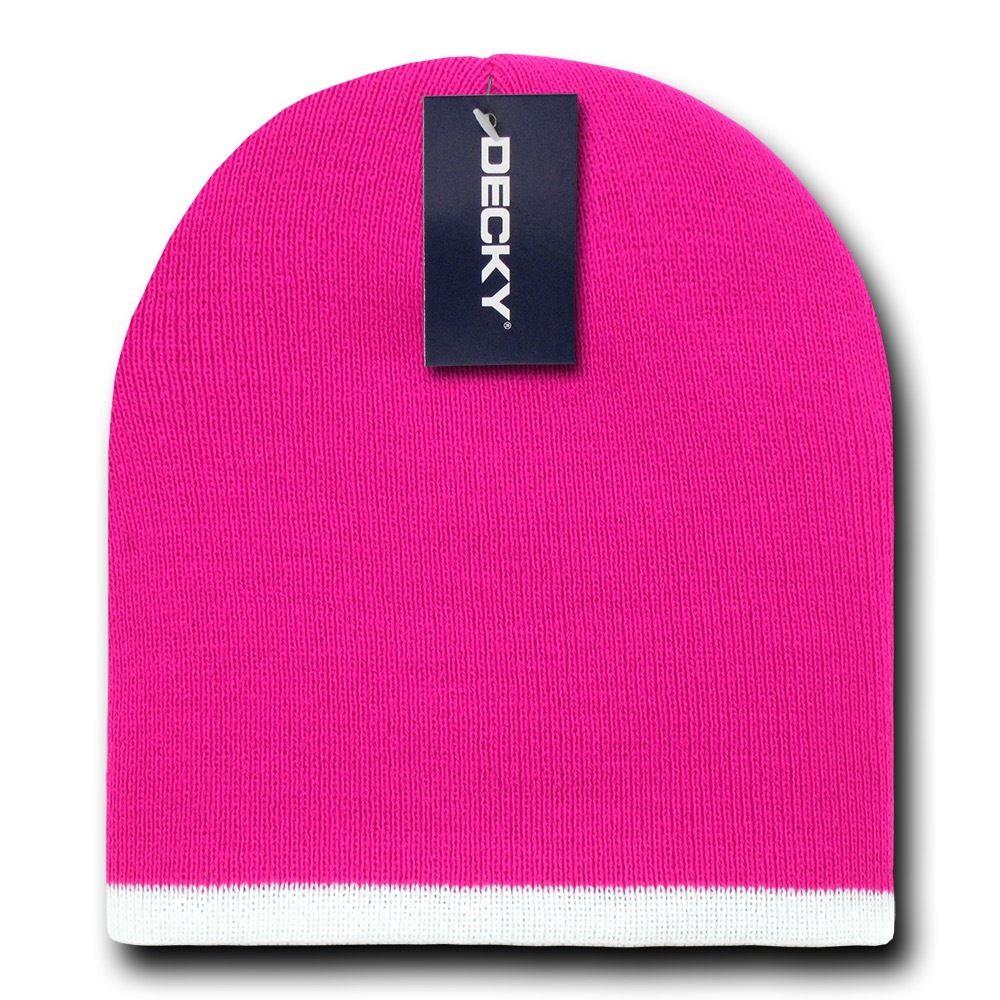 Decky Single Striped Two Tone Beanies Knitted Ski Skull Caps Hats Warm Winter-Black/White-
