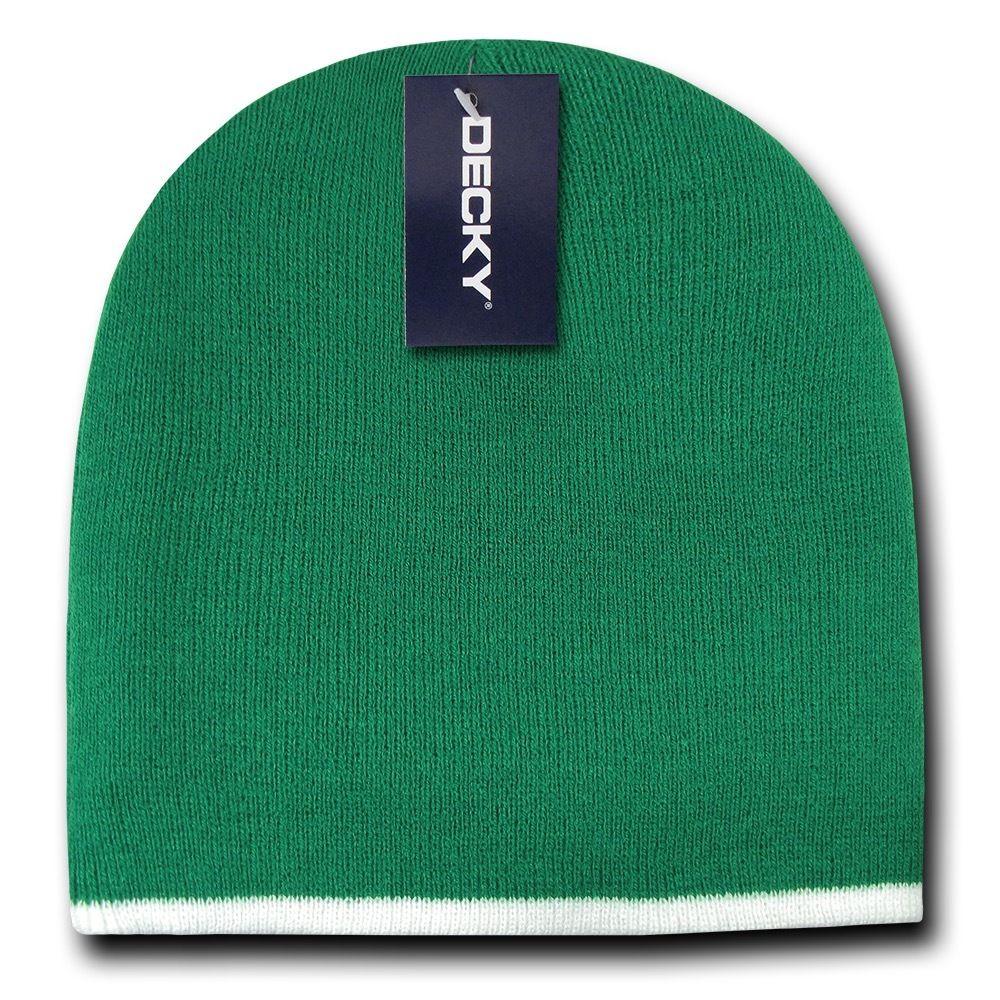 Decky Single Striped Two Tone Beanies Knitted Ski Skull Caps Hats Warm Winter-Black/White-