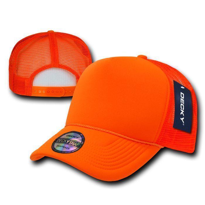 Decky Solid Plain Neon Foam Mesh Trucker Hats Caps Snapback Unisex-NEON GREEN-