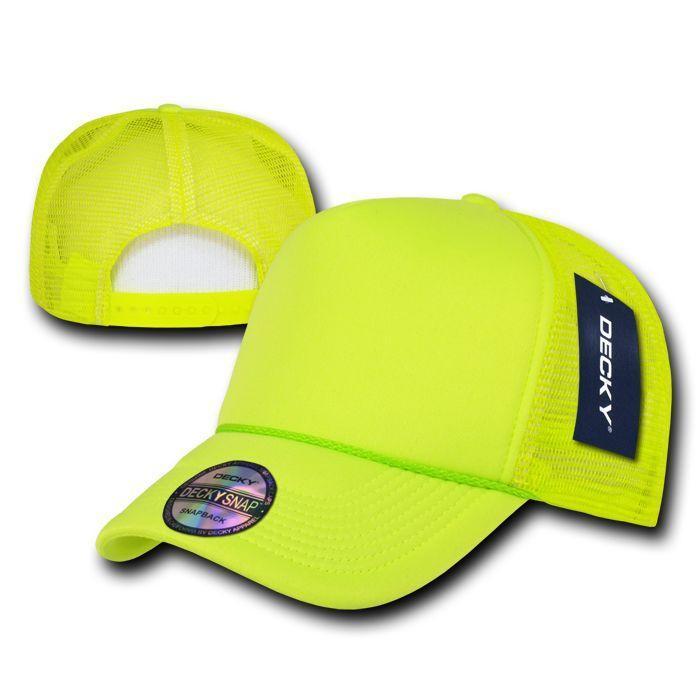 Decky Solid Plain Neon Foam Mesh Trucker Hats Caps Snapback Unisex-NEON GREEN-