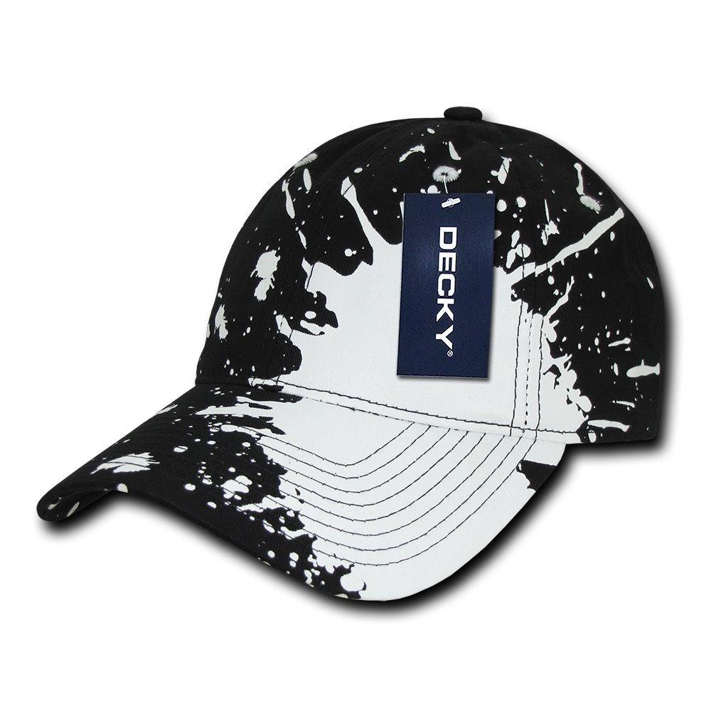 Decky Splat Paint Polo Cotton Sweatband Low Crown Dad Caps Hats-Black-