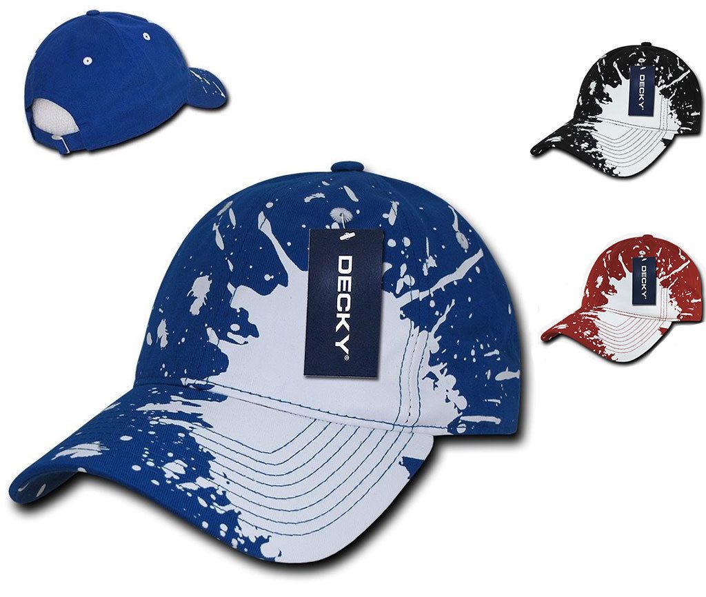 Decky Splat Paint Polo Cotton Sweatband Low Crown Dad Caps Hats-Black-