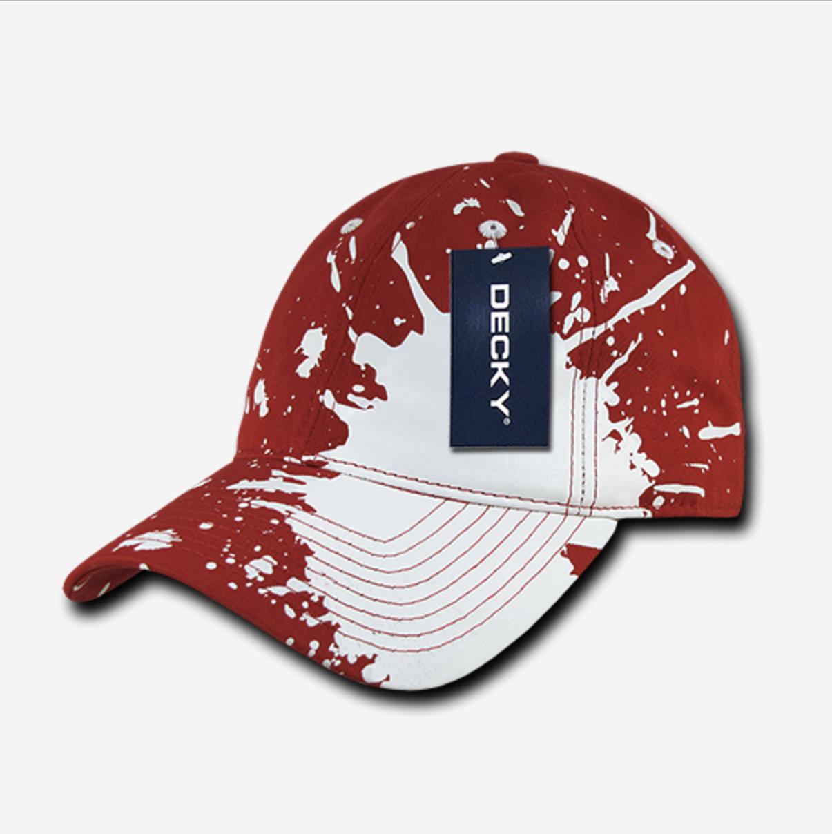 Decky Splat Paint Polo Cotton Sweatband Low Crown Dad Caps Hats-Black-