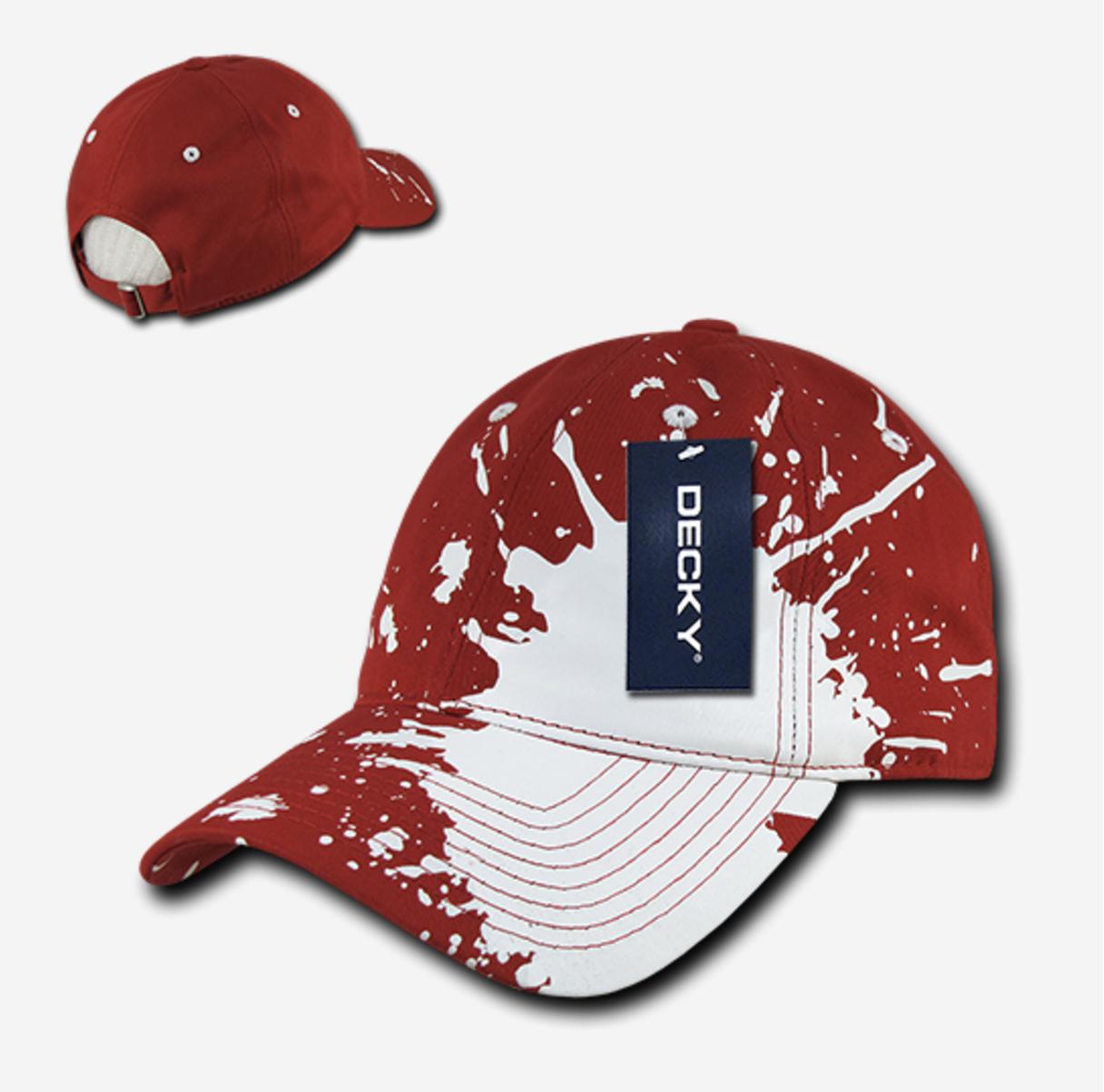 Decky Splat Paint Polo Cotton Sweatband Low Crown Dad Caps Hats-Black-