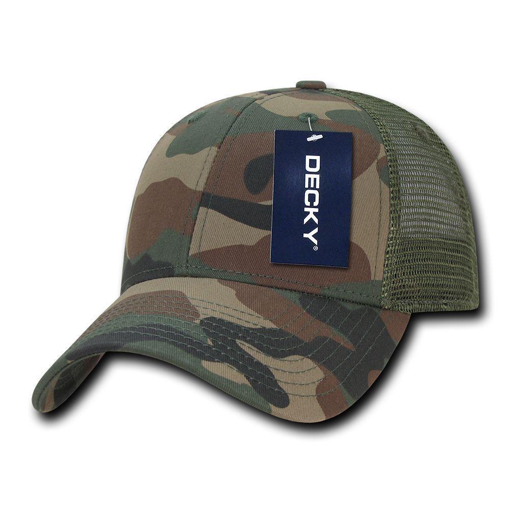 Decky Structured Camouflage Trucker Pre Curved Bill 100% Cotton Caps Hats-ACU-