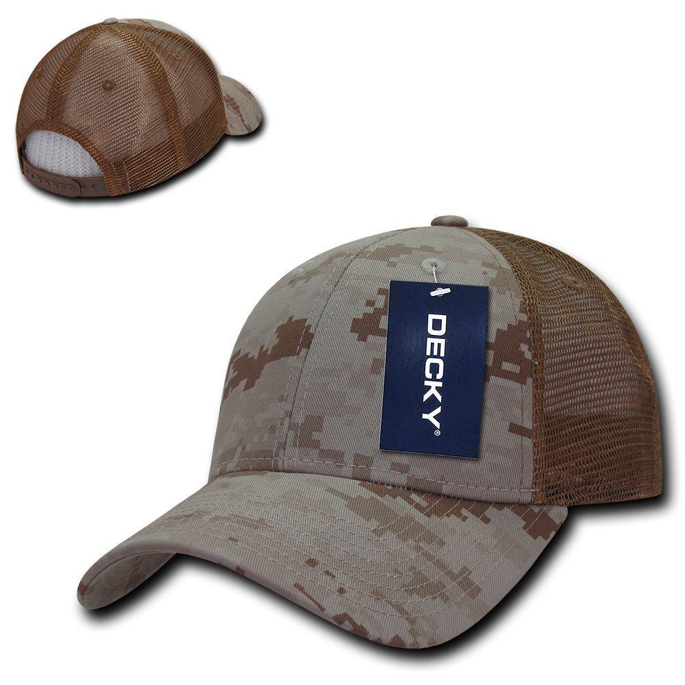 Decky Structured Camouflage Trucker Pre Curved Bill 100% Cotton Caps Hats-ACU-