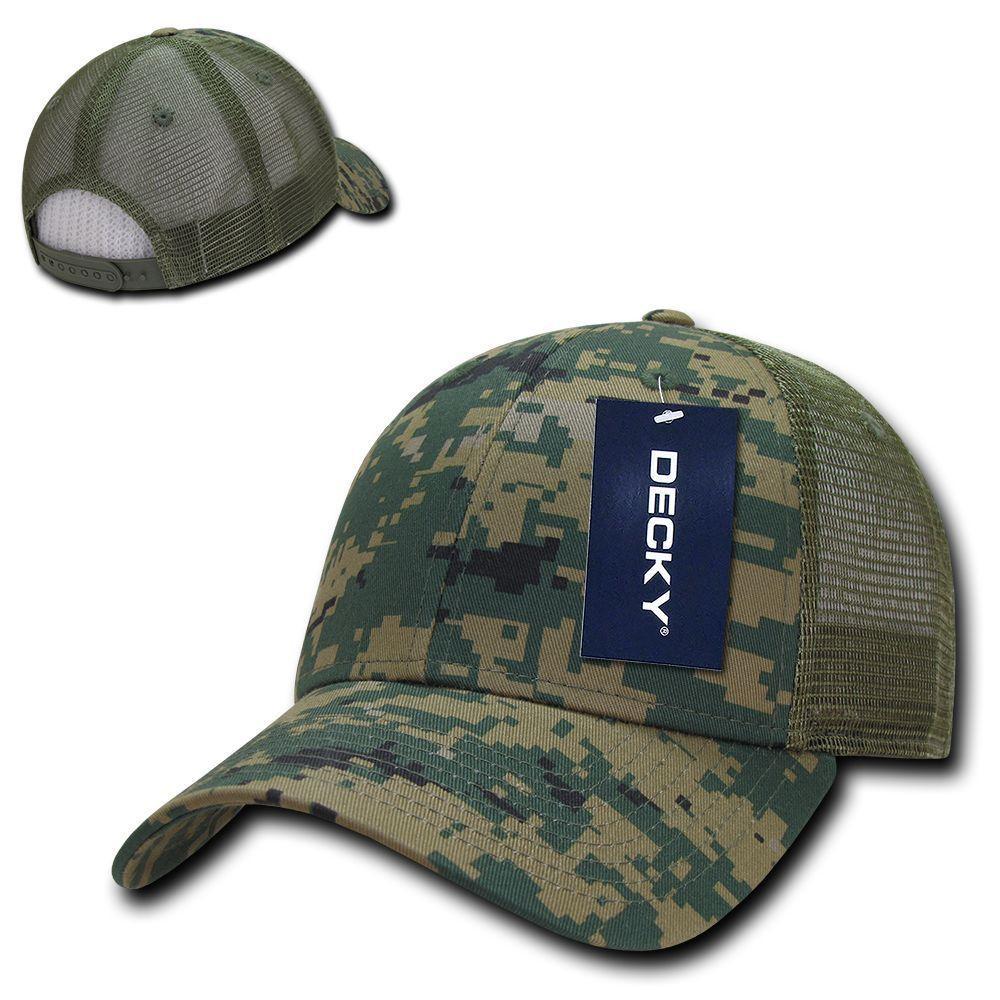 Decky Structured Camouflage Trucker Pre Curved Bill 100% Cotton Caps Hats-ACU-