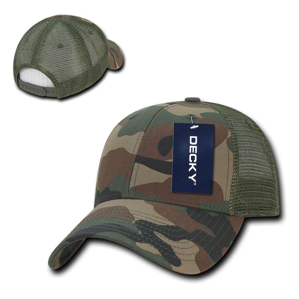 Decky Structured Camouflage Trucker Pre Curved Bill 100% Cotton Caps Hats-ACU-