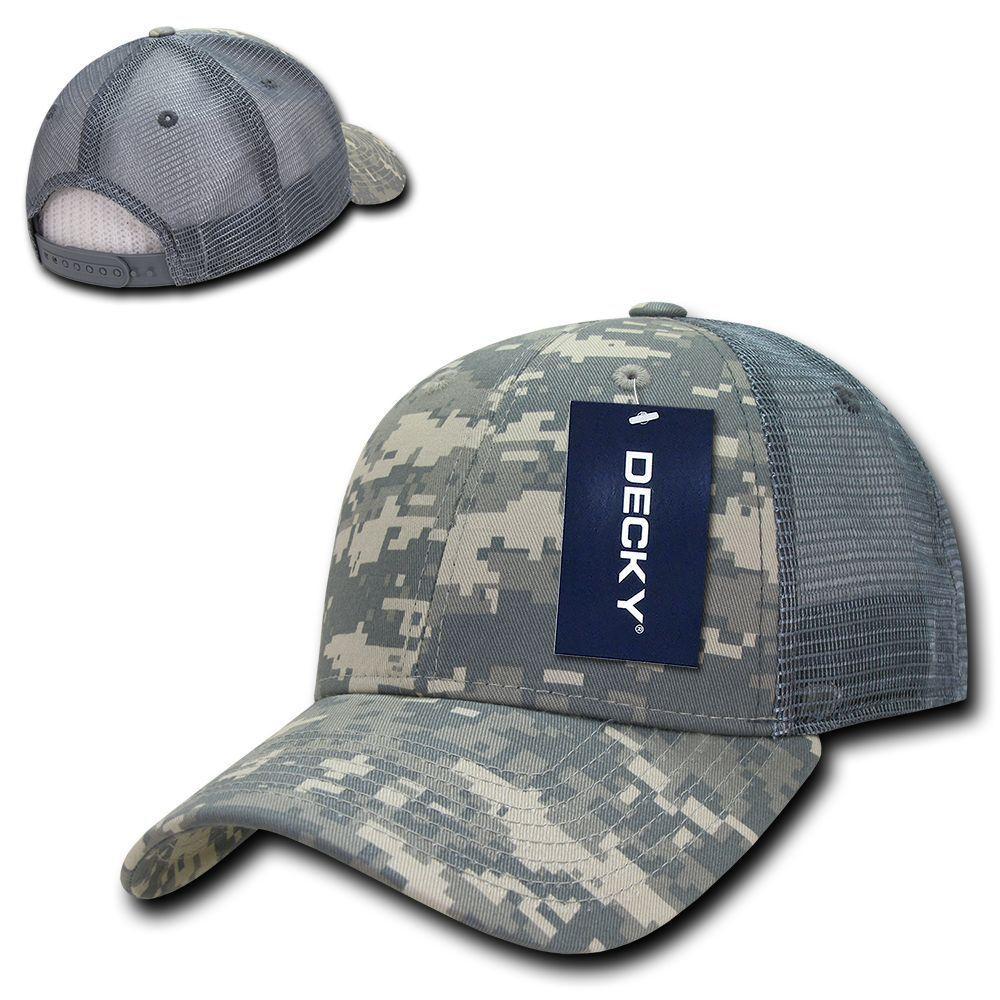 Decky Structured Camouflage Trucker Pre Curved Bill 100% Cotton Caps Hats-ACU-