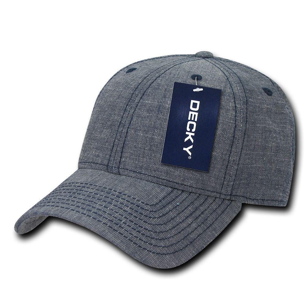 Decky Structured Washed Denim Low Crown Curved Bill Dad Hats Caps-Black-