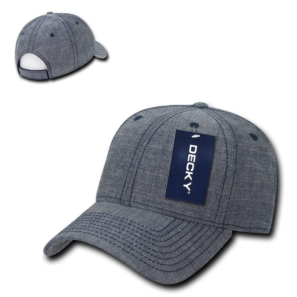 Decky Structured Washed Denim Low Crown Curved Bill Dad Hats Caps-Black-
