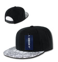 Decky Trendy Paisley Bandana Snapback Two Tone 6 Panel Flat Bill Hats Caps-Black/White-