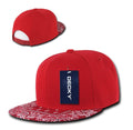 Decky Trendy Paisley Bandana Snapback Two Tone 6 Panel Flat Bill Hats Caps-Red/Red-