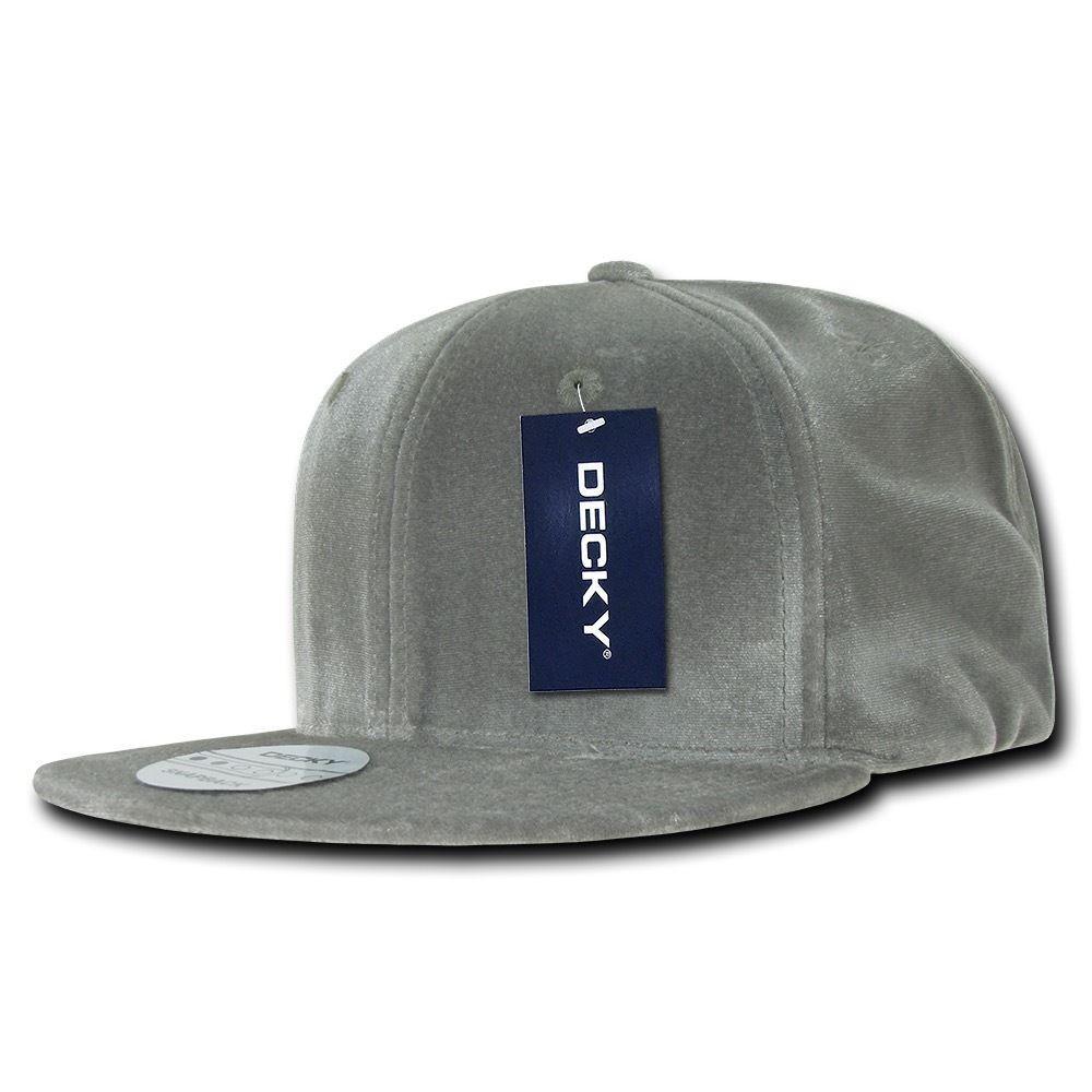 Decky Velvet Snapbacks Flat Bill 6 Panel Baseball Hats Caps Unisex-Black-