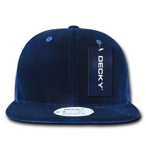 Decky Velvet Snapbacks Flat Bill 6 Panel Baseball Hats Caps Unisex-Black-
