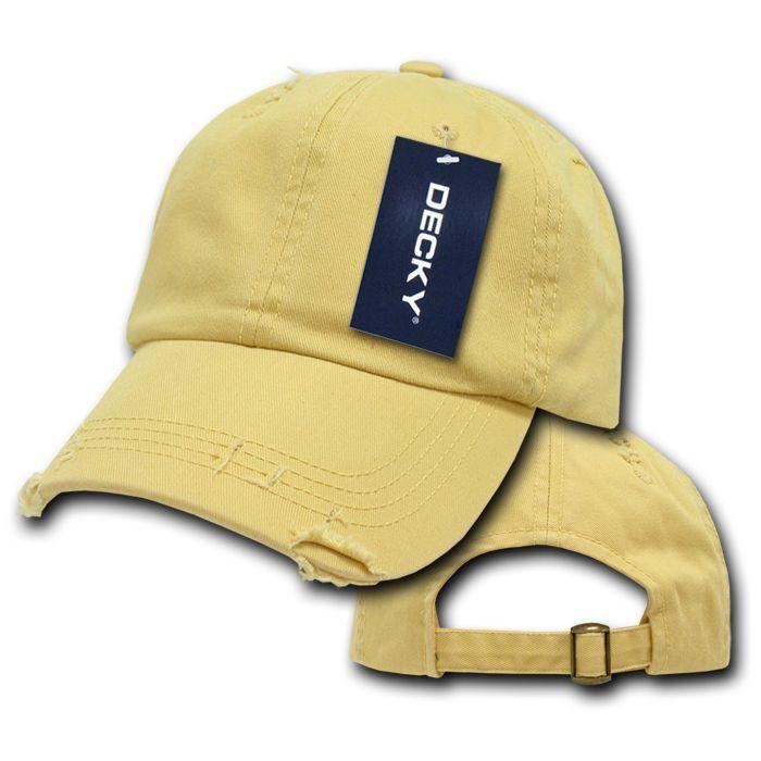Decky Vintage Frayed Washed Vintage Worn Old Look Polo 6 Panel Dad Hats Caps-MANGO-