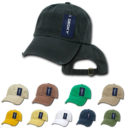 Decky Vintage Frayed Washed Vintage Worn Old Look Polo 6 Panel Dad Hats Caps-MANGO-