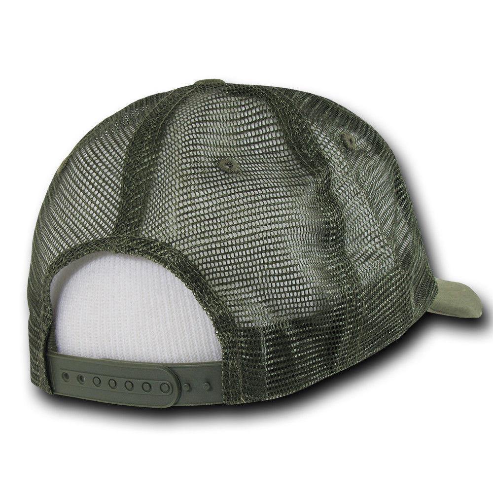 Decky Vintage Ripped Mesh Washed 6 Panel Cotton Pre-Curved Trucker Caps Hats-110 - Black-