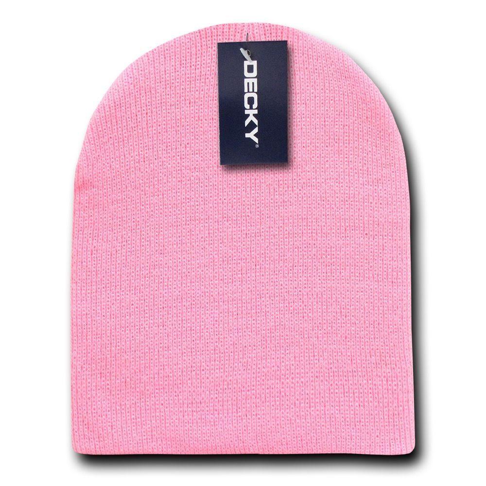 Decky Warm Winter Beanies Uncuffed Short Knit Ski Snowboard Caps Hats Unisex-KCS-Pink-