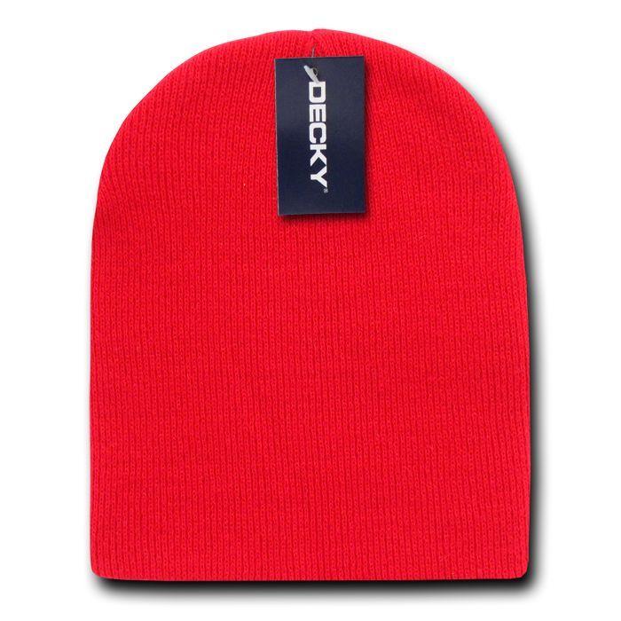 Decky Warm Winter Beanies Uncuffed Short Knit Ski Snowboard Caps Hats Unisex-KCS-Red-
