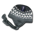 Decky Warm Winter Peruvian Knit Beanies Braided Ear Tails Chullo Caps Hats-Gray (Pattern)-