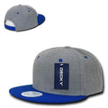 Decky Wool/Acrylic Melton Crown Snapback Two Tone 6 Panel Flat Bill Hats Caps-Ash /Royal-
