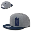 Decky Wool/Acrylic Melton Crown Snapback Two Tone 6 Panel Flat Bill Hats Caps-Ash/Navy-