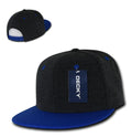 Decky Wool/Acrylic Melton Crown Snapback Two Tone 6 Panel Flat Bill Hats Caps-Charcoal / Royal-