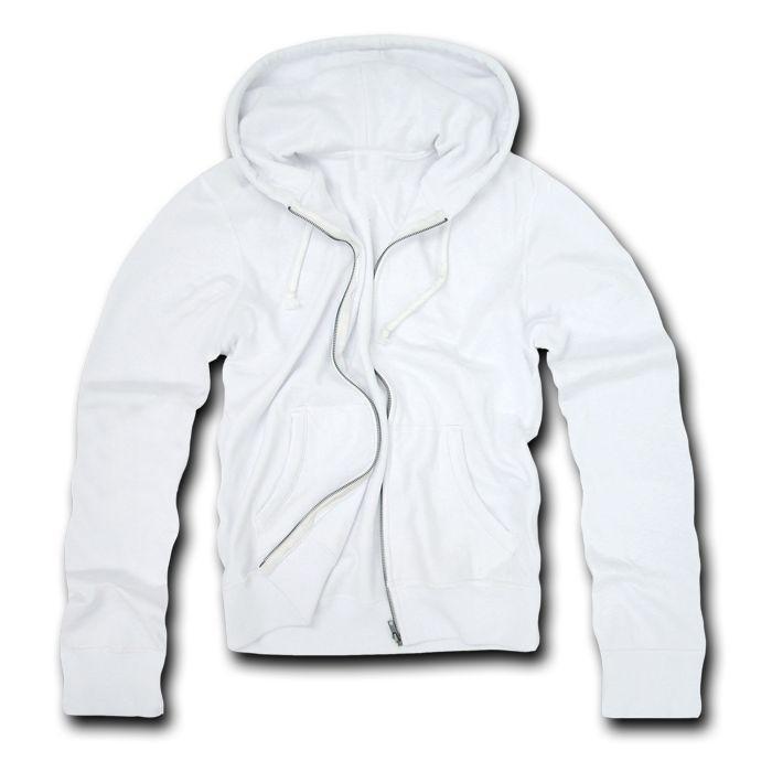 Decky Zip Up Hoody Hoodie Solid Sweatshirt Mens Women Unisex-White-Small-