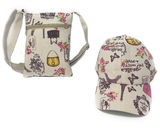 Designer Cap/Hat Mini Crossbody Bag Purse Gift Set For Women Wife Mom Girlfriend-Paris Eiffel Tower-