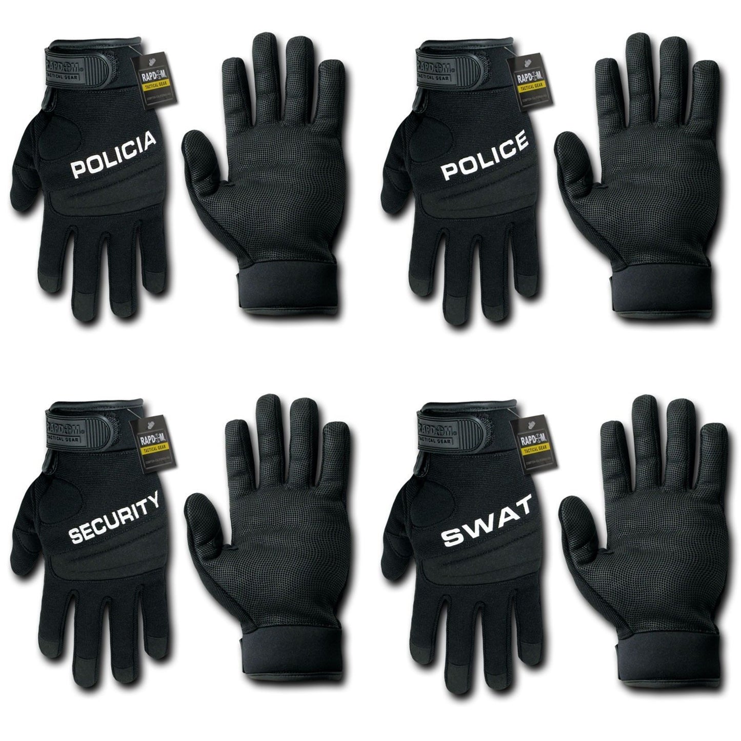 Digital Leather Police Policia Security Swat Tactical Hatch Gloves-Black - Policia-Small-
