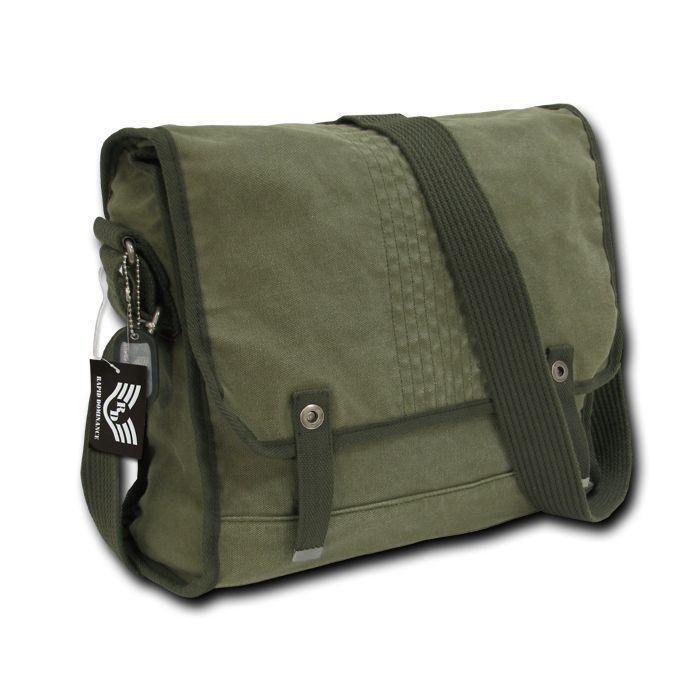 Distressed Army Military Shoulder Courier Messenger Bags Vintage Olive-