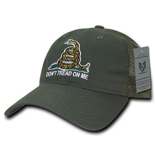 Don'T Tread On Me Gadsden Flag Patriotic USA Trucker Cotton Baseball Caps Hats-GAD-Black-