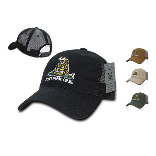 Don'T Tread On Me Gadsden Flag Patriotic USA Trucker Cotton Baseball Caps Hats-GAD-Black-