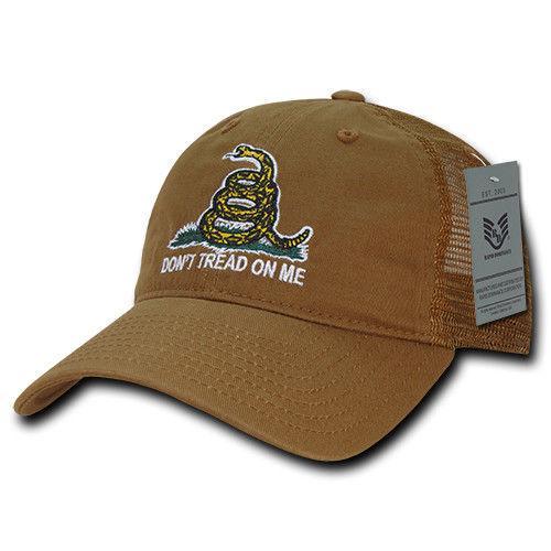 Don'T Tread On Me Gadsden Flag Patriotic USA Trucker Cotton Baseball Caps Hats-GAD-Black-