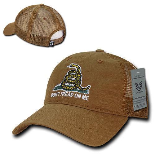 Don'T Tread On Me Gadsden Flag Patriotic USA Trucker Cotton Baseball Caps Hats-GAD-Coyote-