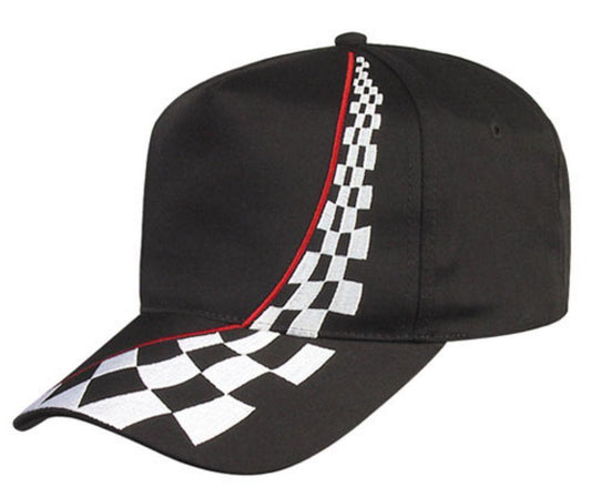 Embroidered Racing Checkers Cotton Twill 5 Panel Snapback Baseball Hats Caps-